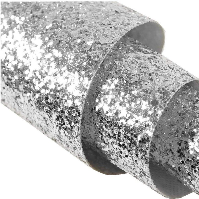 DHHOUSE Self Adhesive Silver Chunky Glitter Wallpaper, Sparkle Sequins Glitter Wallpaper for Wall (17.4in x 16.4ft, Silver) - Image 1